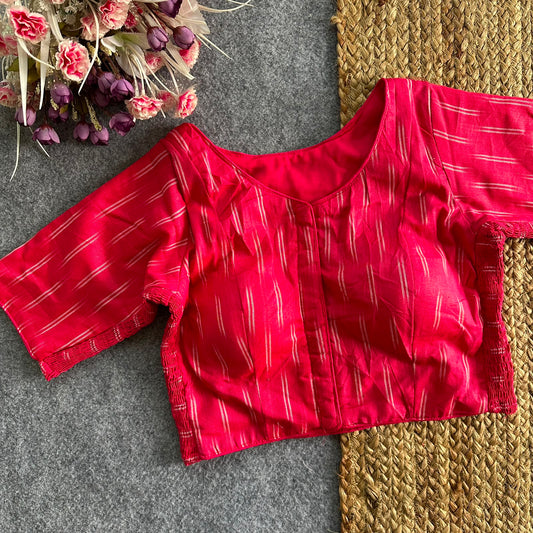 Beautiful hand IKKAT COTTON with side elastic ready made blouse