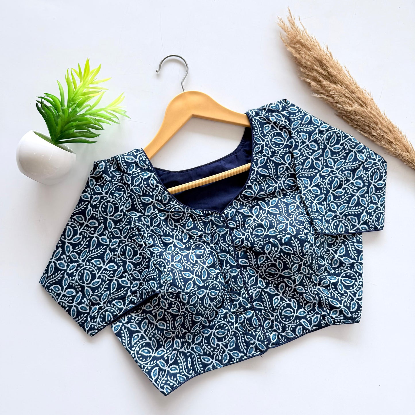 Plain cotton with hand paint all over ready made blouse