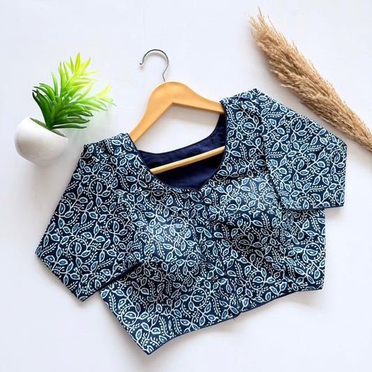 Plain cotton with hand paint all over ready made blouse