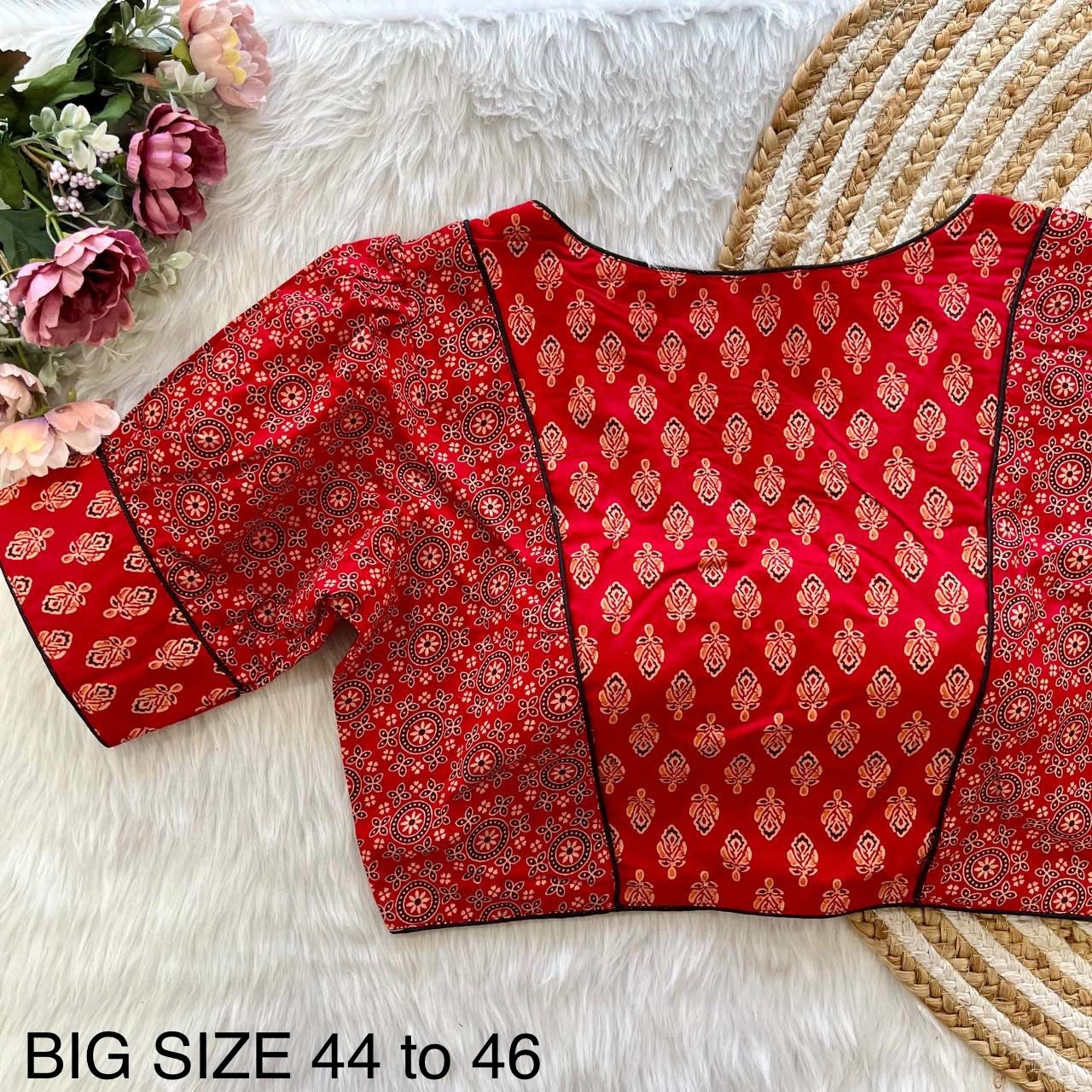 Original ajrakh print cotton ready made blouse