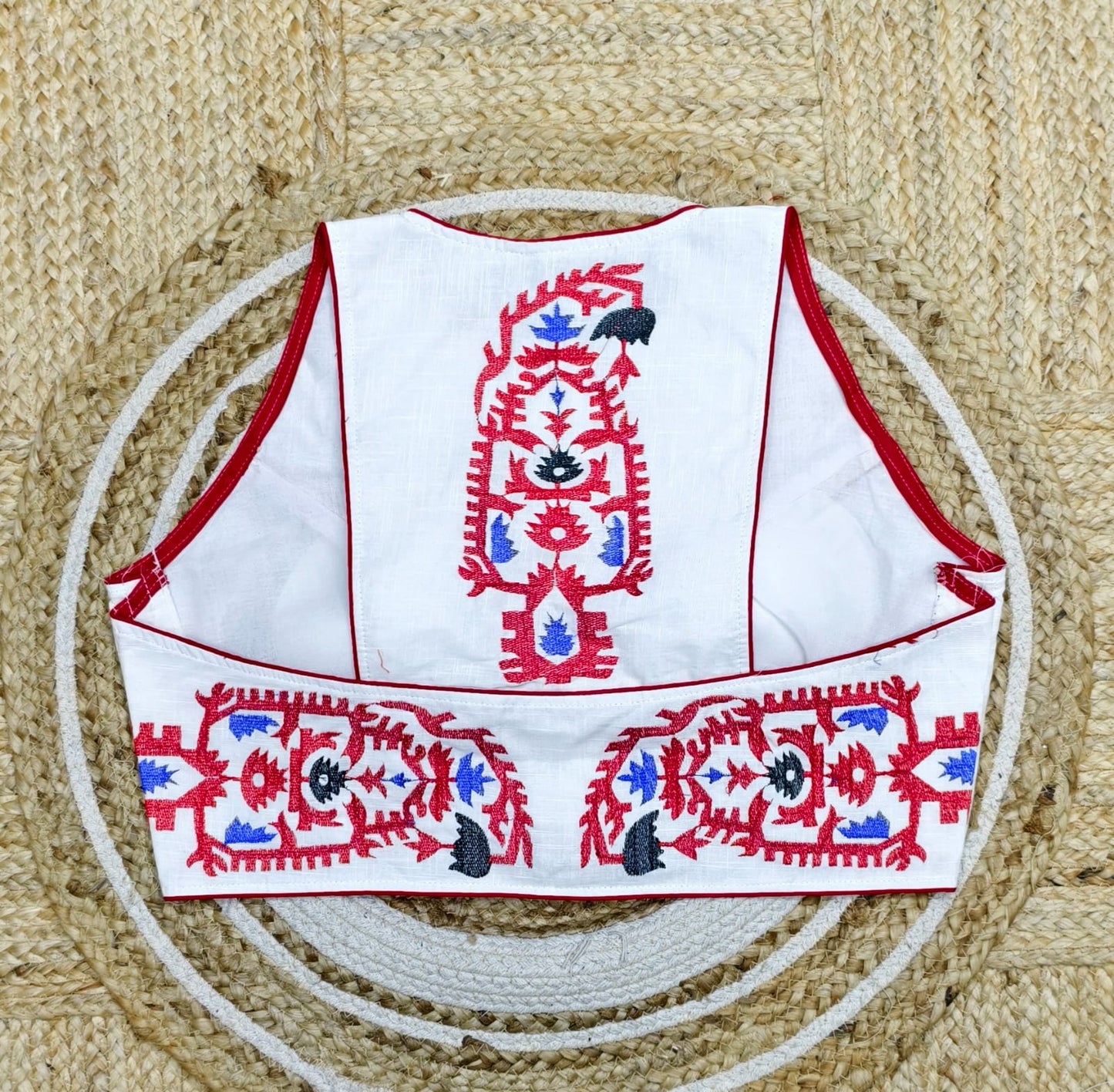 New cotton halter thread embroidery ready made blouse