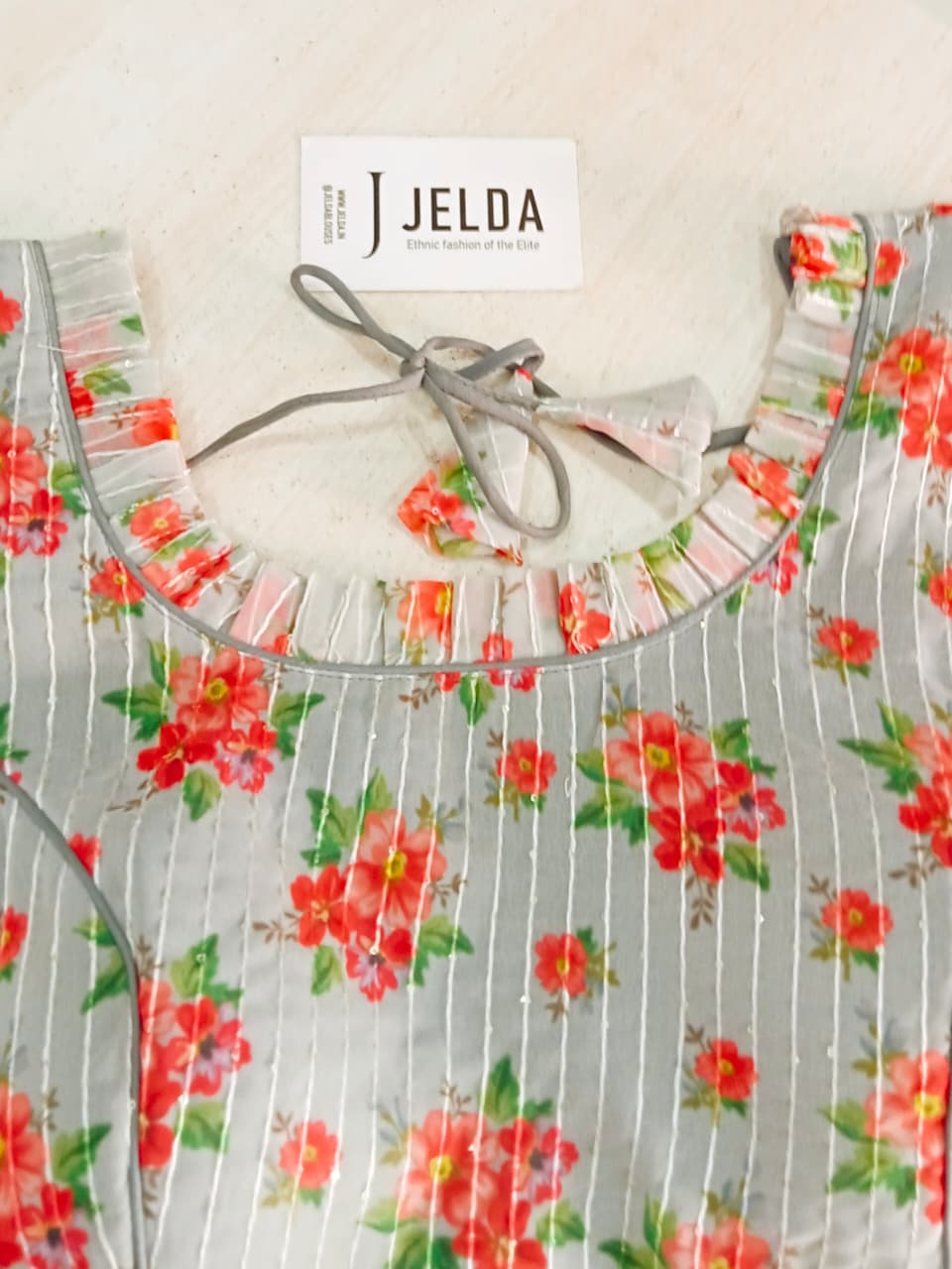 Print work frill sleeve ready made blouse
