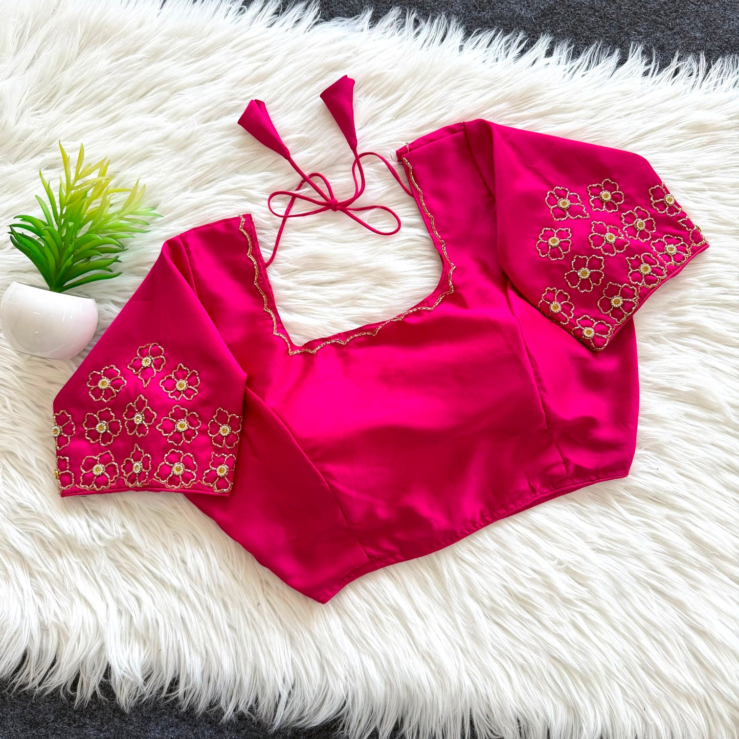 Beautiful handcrafted work all over ready made blouse