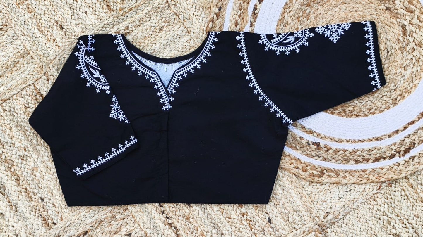 Kalka Embroidery Malai Cotton - Premium Readymade Blouse