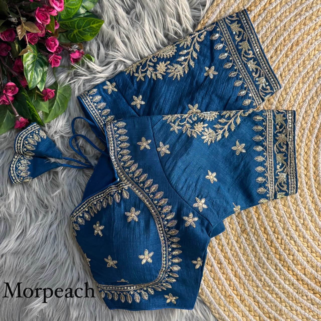 Heavy zari sequins work ready made blouse