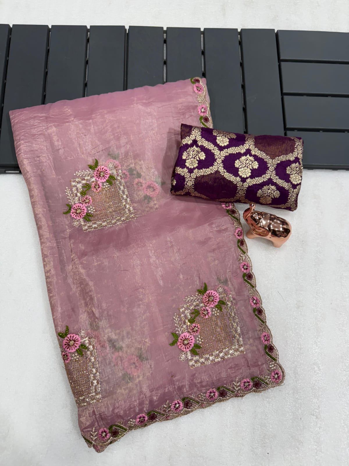 Pure paper silk crush saree