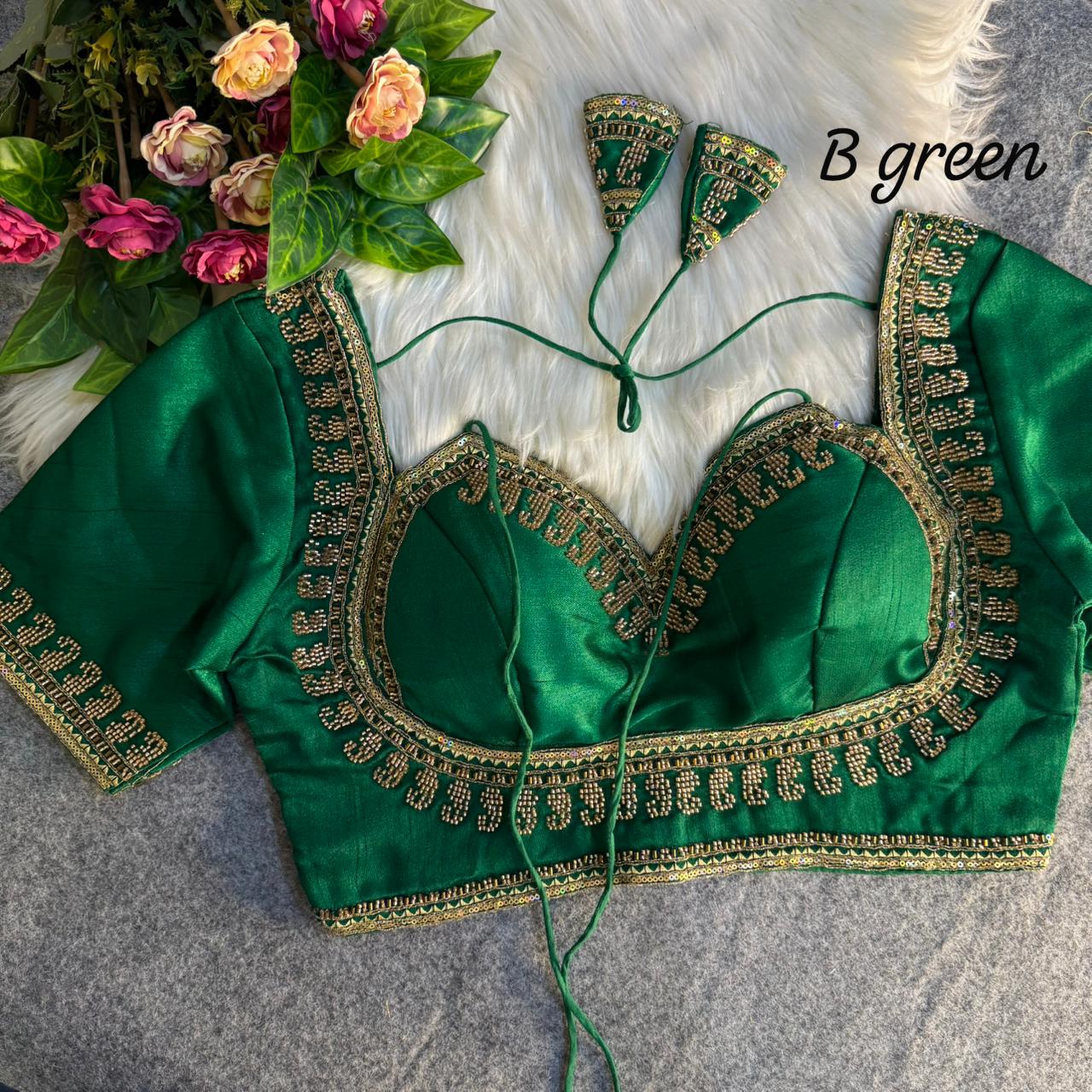 Beautiful heavy beads work ready made blouse