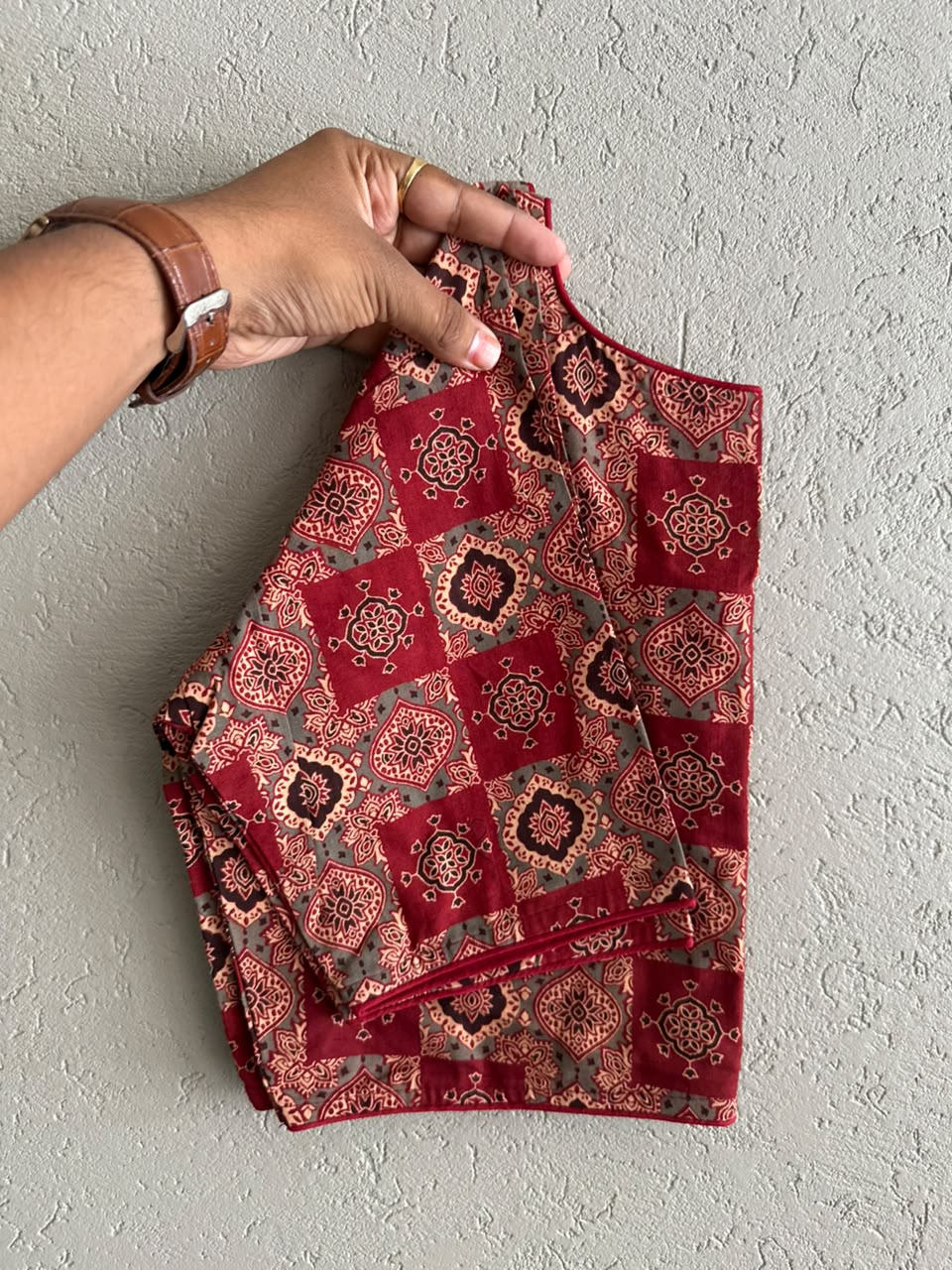 Pure Ajrakh Cotton ready made blouse
