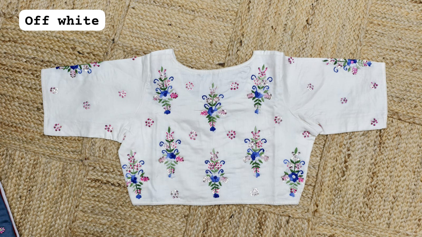 Cotton silk kundan ready made blouse