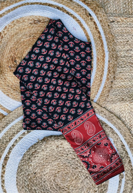 Ajrakh cotton full sleeve ready made blouse