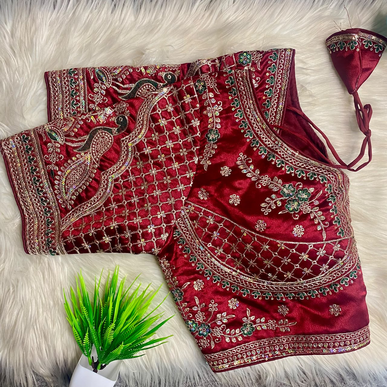 Heavy Embroidery Work ready made blouse