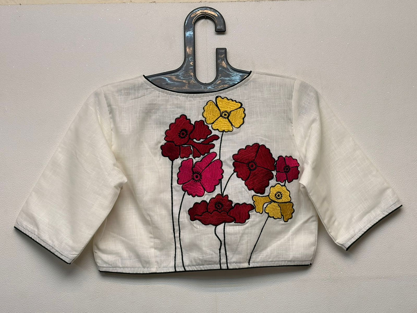 Cotton hand embroidered designer blouse