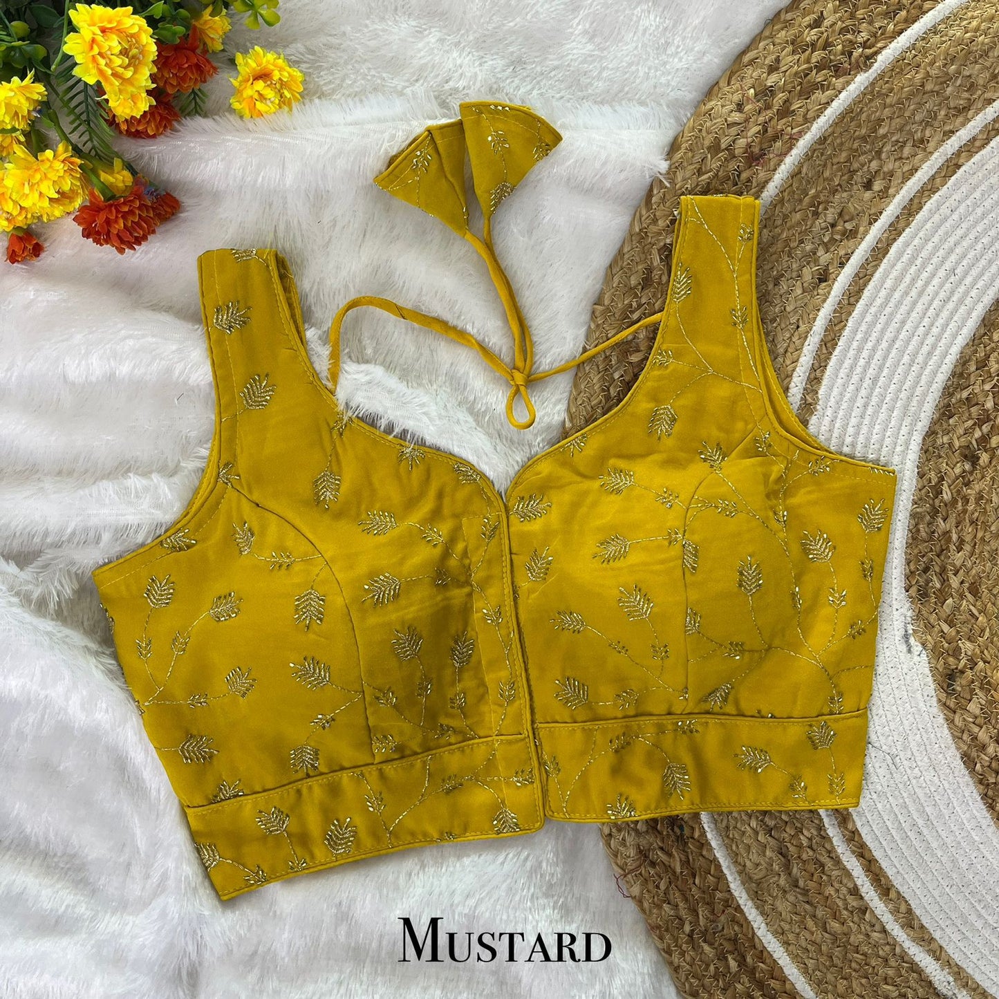 EXCLUSIVE PARTYWEAR COSMOS BITS PIPE & ZARI EMBROIDERY WORK  READY MADE BLOUSE