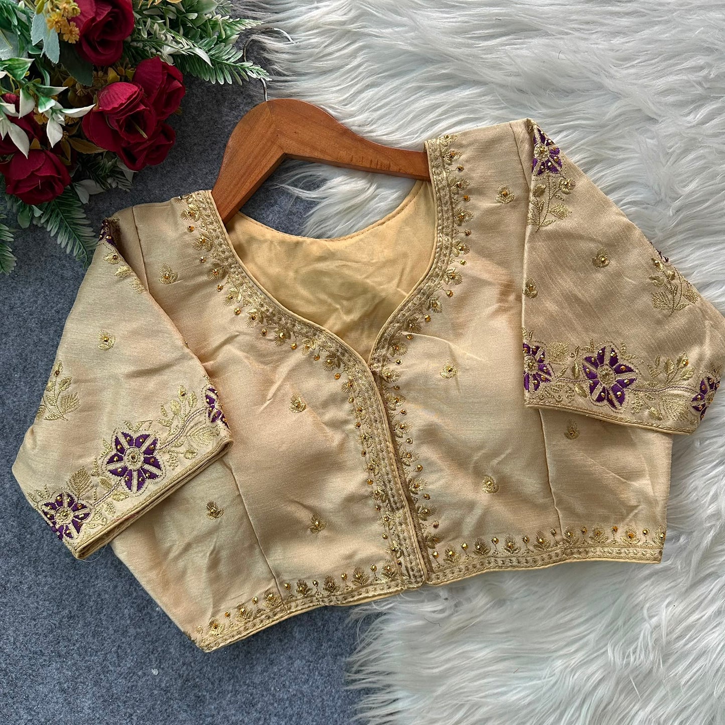 Heavy Embroidery Work ready made blouse