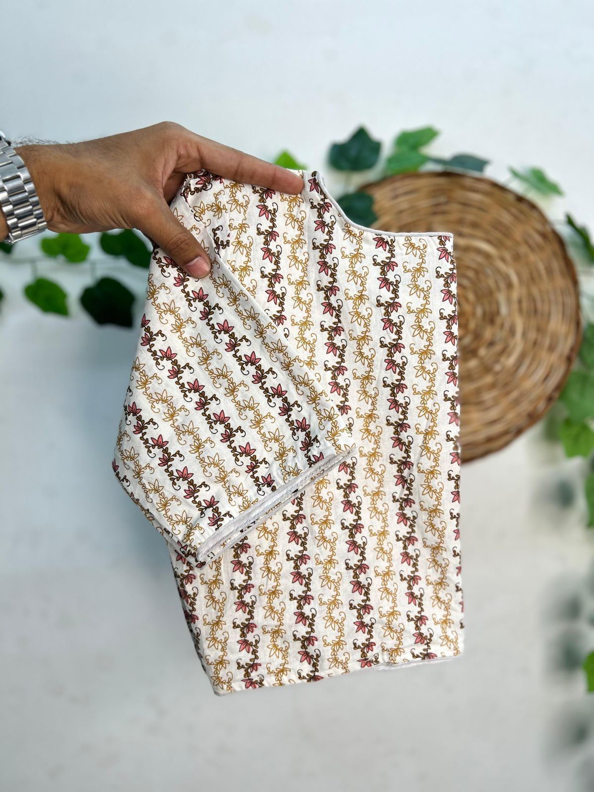 Pure ajrakh cotton ready made blouse
