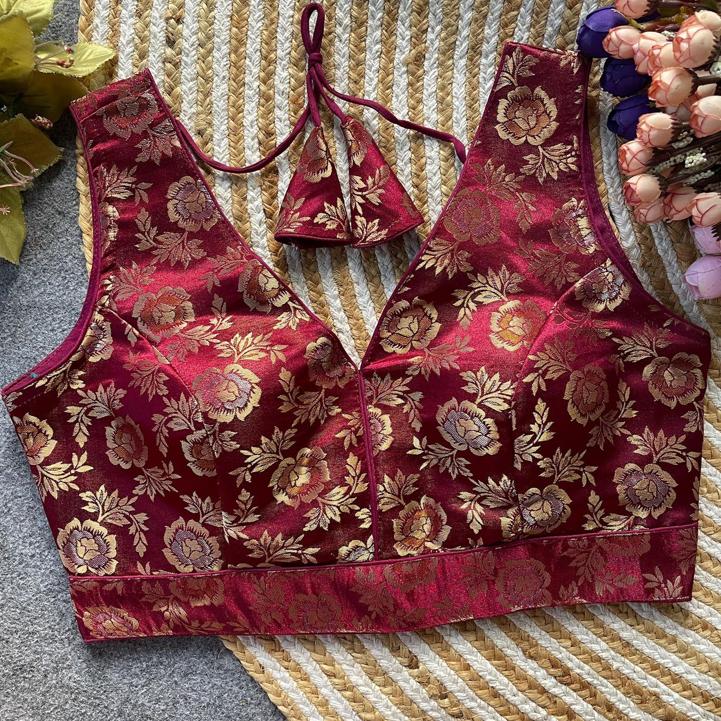 Dola silk sleeveless ready made blouse