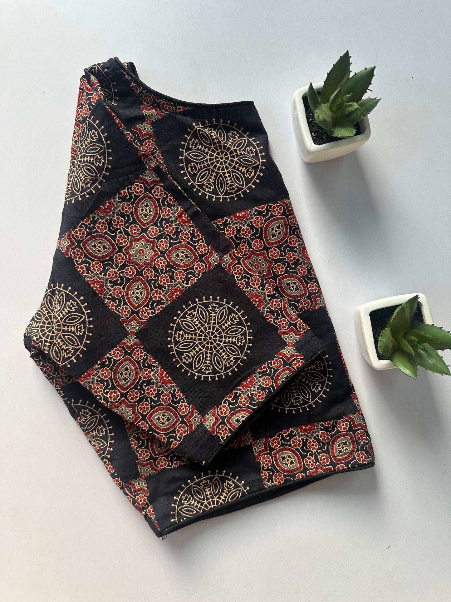 Presenting pure ajrakh handBlock/ikkat/indigo cotton ready made blouse
