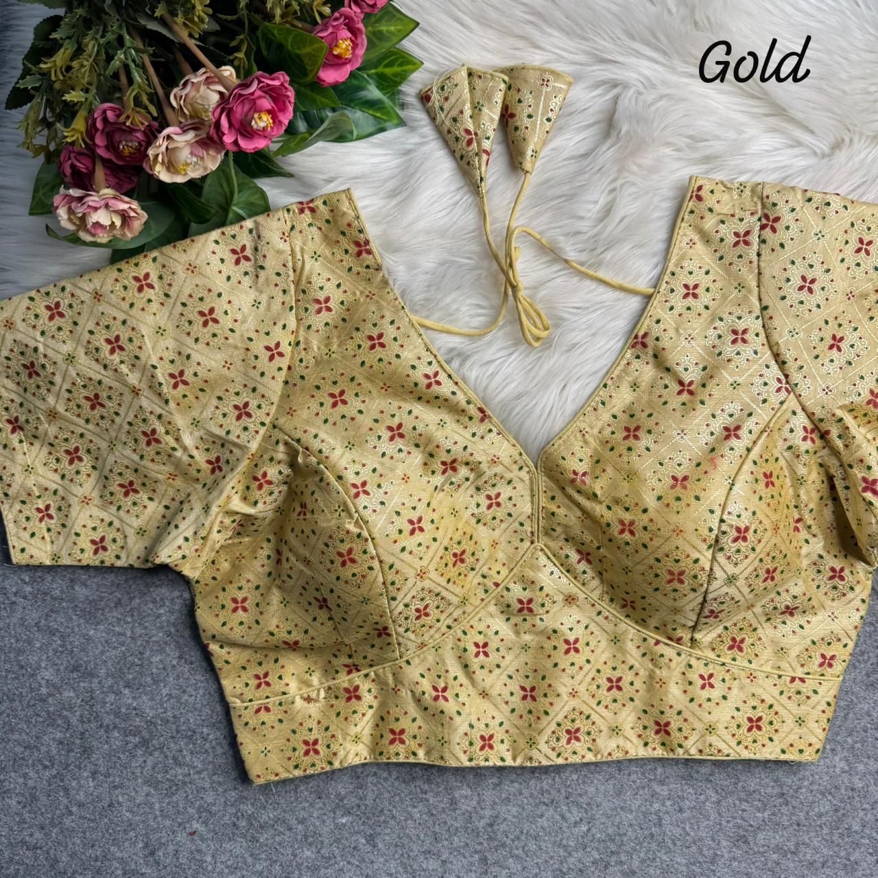 Patoda print v neck ready made blouse