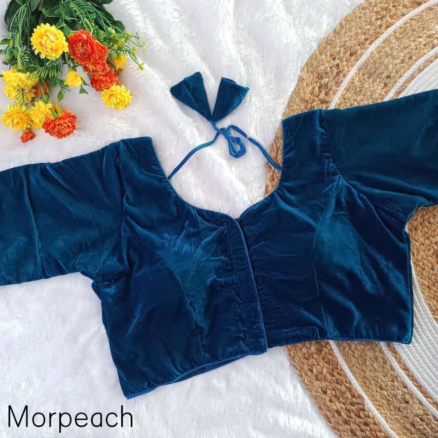 EXCLUSIVE ORIGINAL 9000 VELVET PARTYWEAR PAN NECK FANCY READY MADE BLOUSE