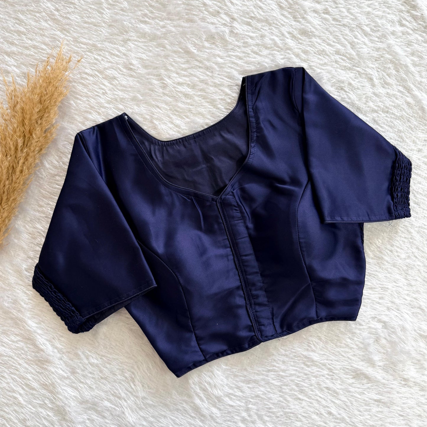 Soft silk fabric with elastic attach for better fitting ready made blouse