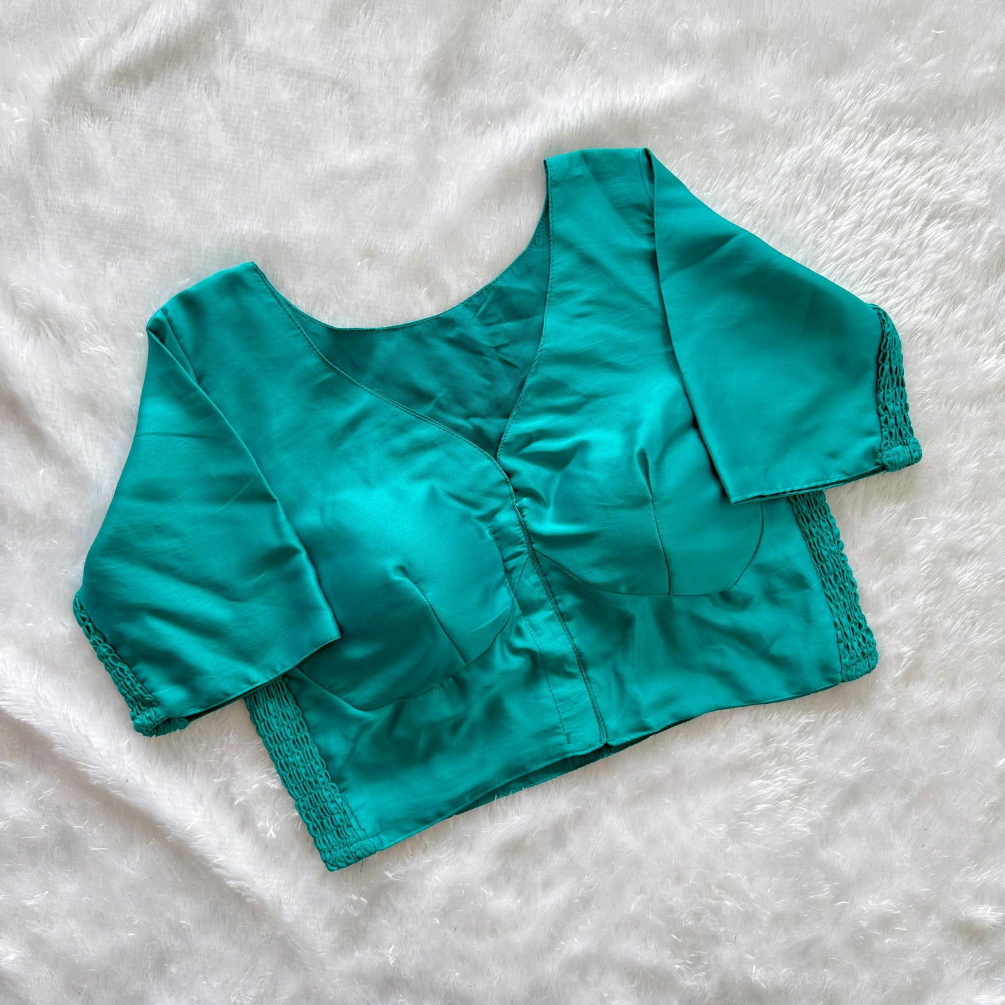 Soft silk fabric with elastic attach for better fitting  ready made blouse