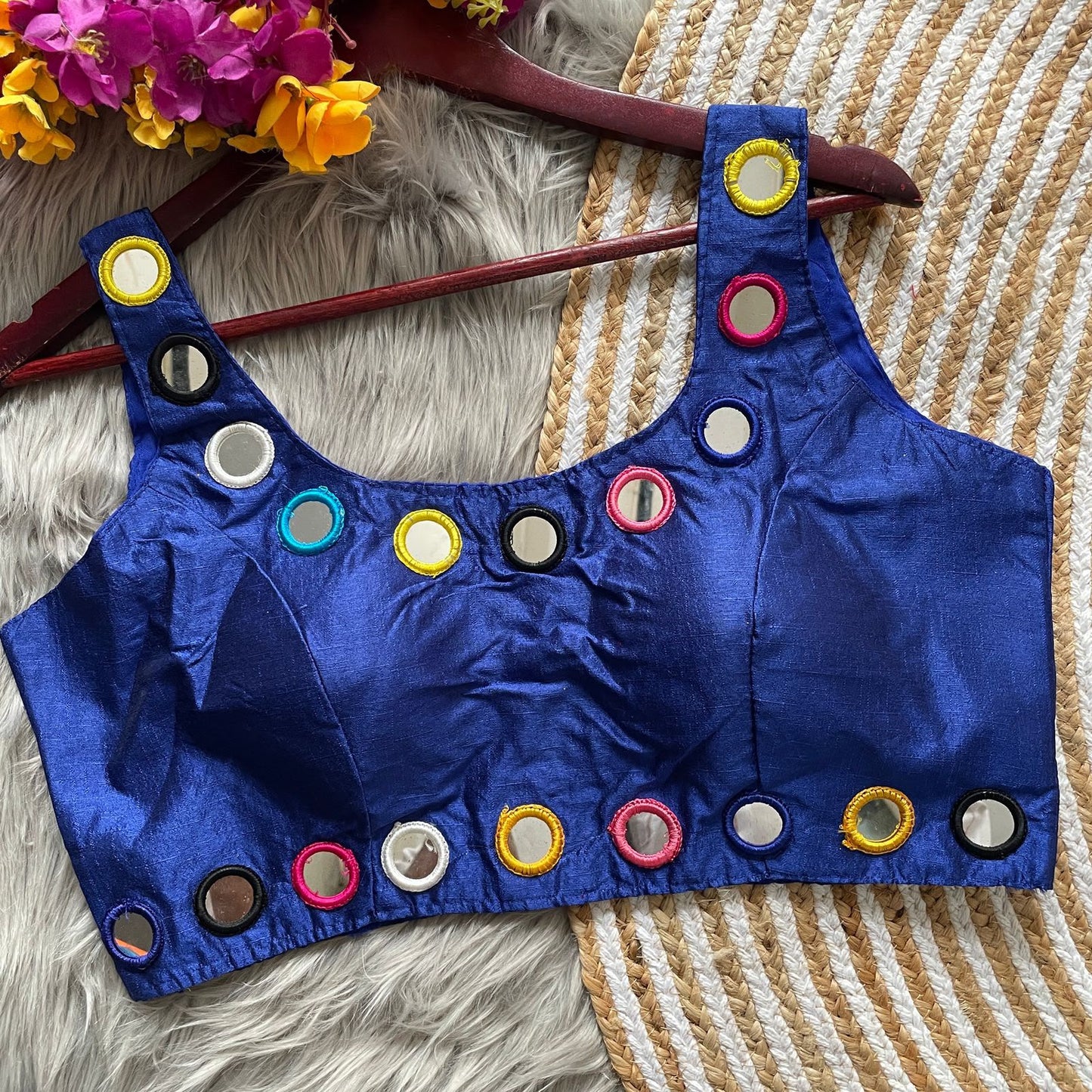Heavy Real Mirror Work ready made blouse