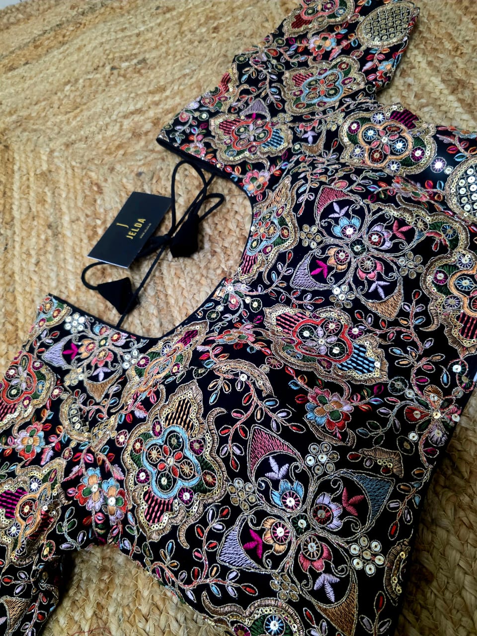 Beautiful Georgette fabric with multi colour embroidery work ready made blouse
