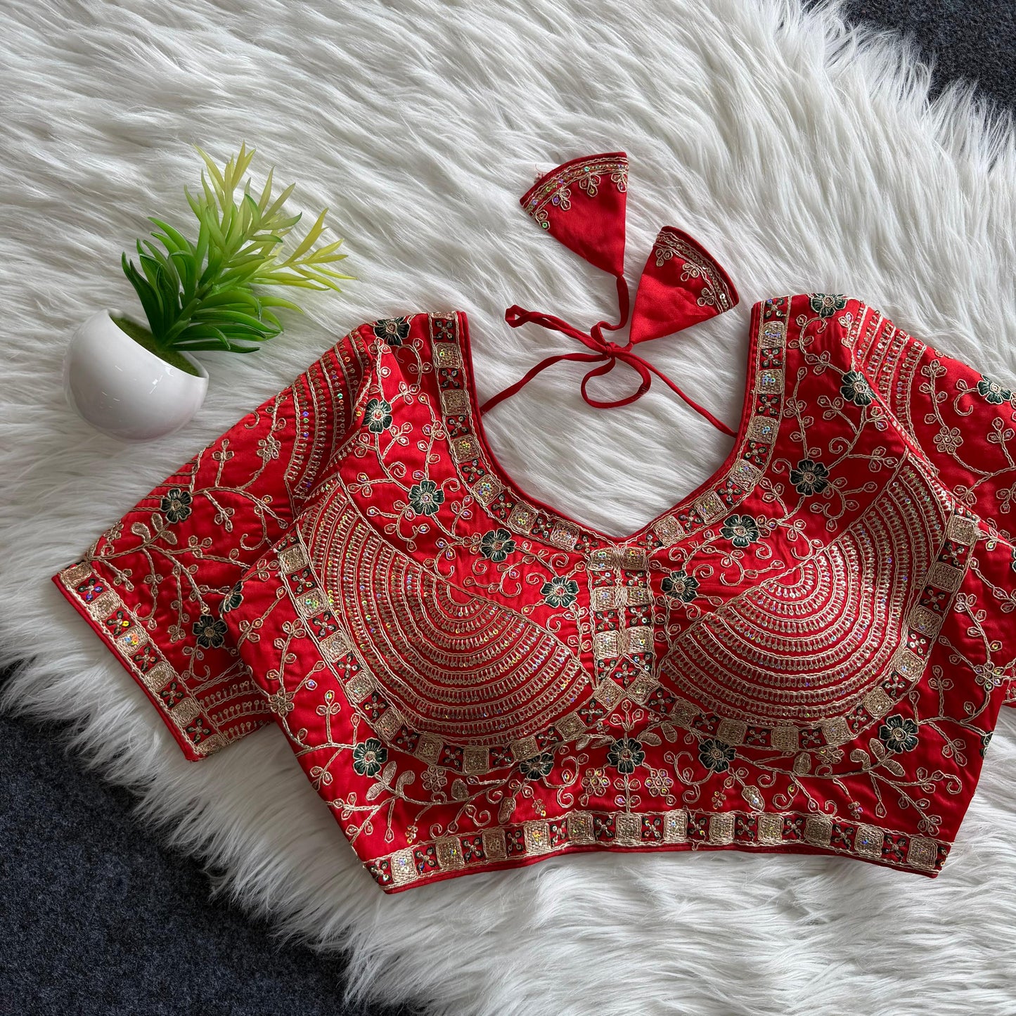 A beautiful work with sequins all over ready made blouse