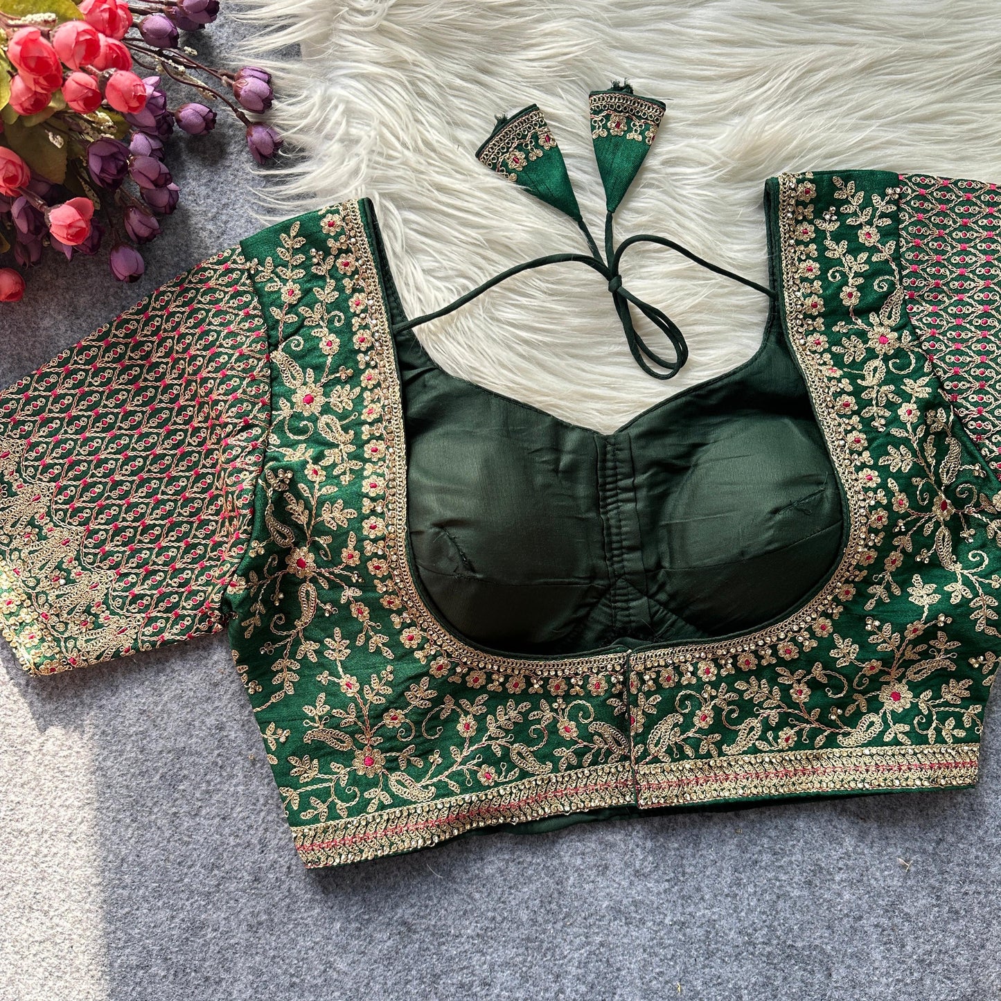 BEAUTIFUL HEAVY CODDING+THREAD WORK BRIDAL READY MADE BLOUSE