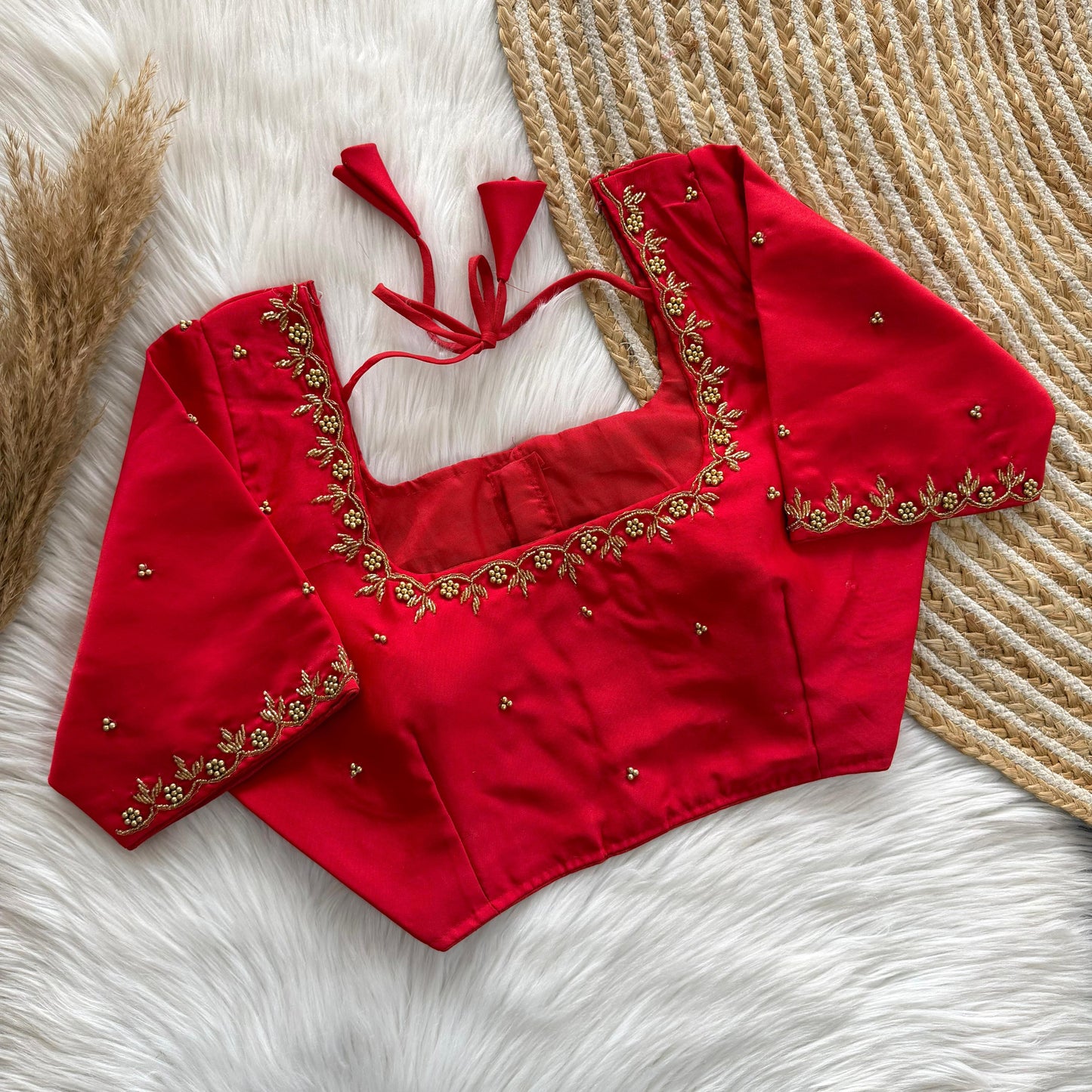 Beautiful handwork front part of blouse and sleeve ready made blouse
