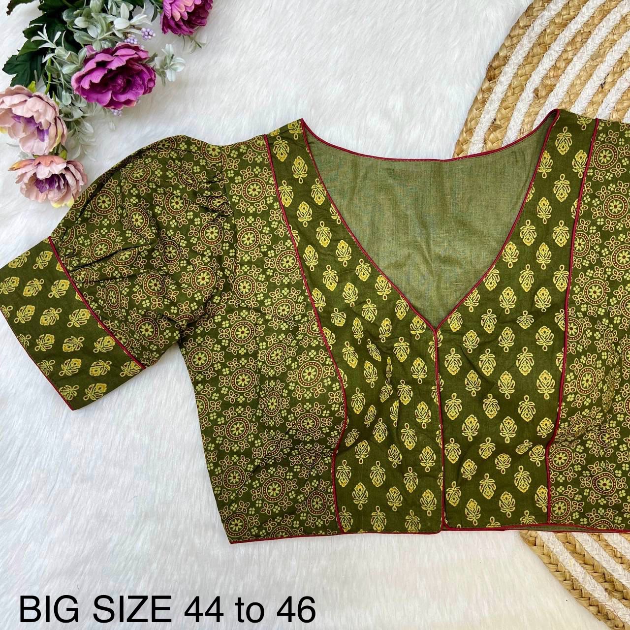 Original ajrakh print cotton ready made blouse