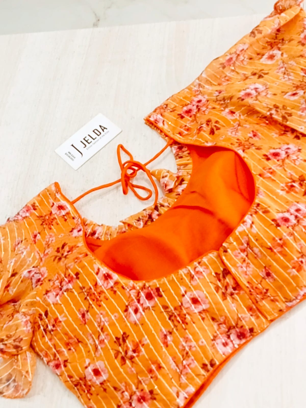 Print work frill sleeve ready made blouse
