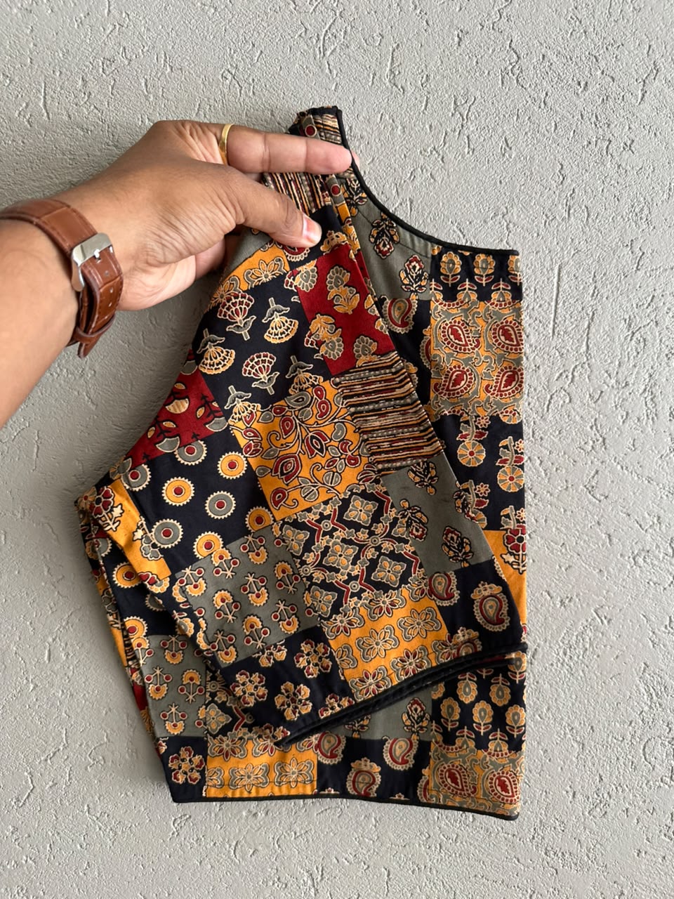 Pure Ajrakh Cotton ready made blouse