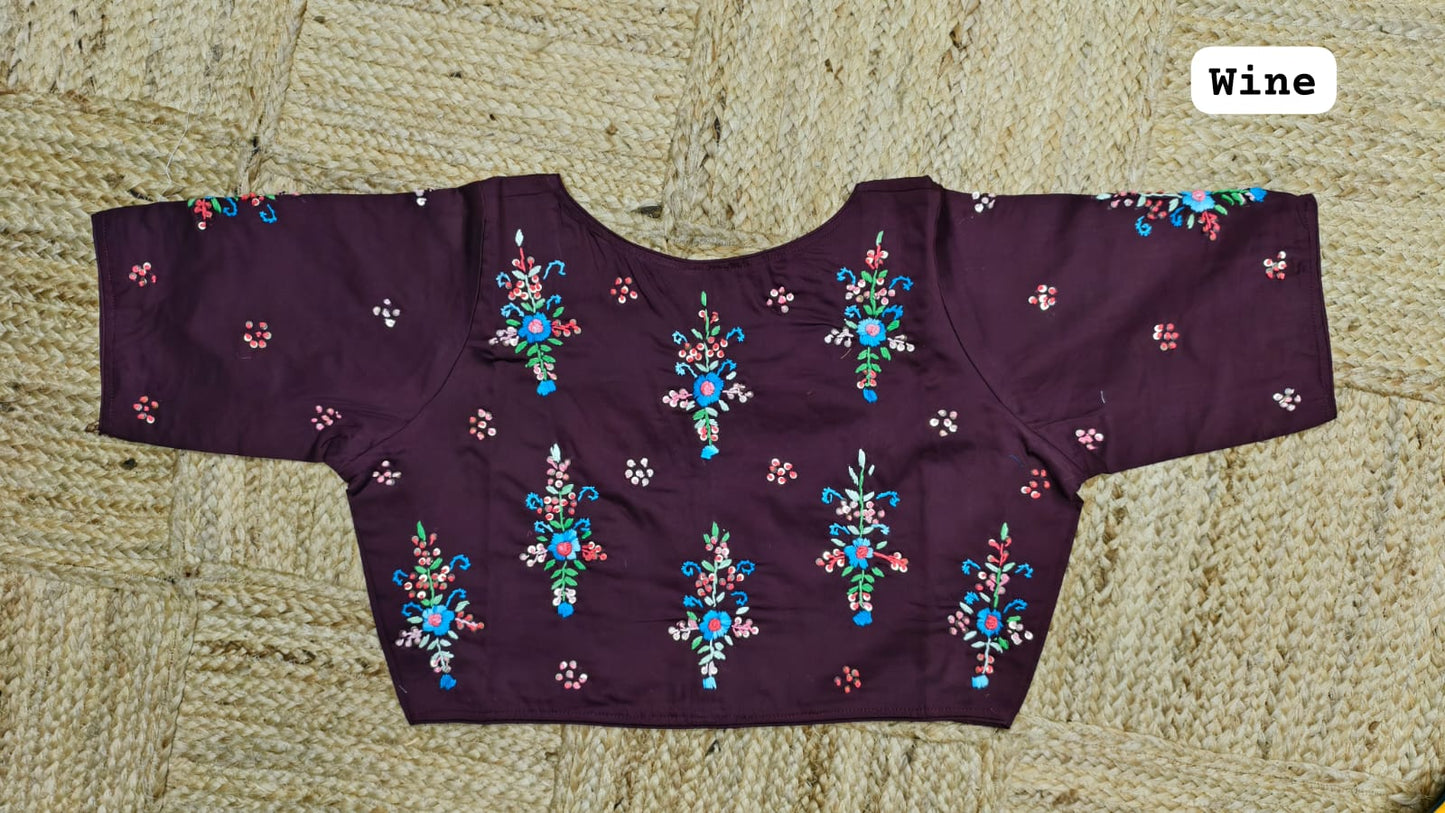 Cotton silk kundan ready made blouse
