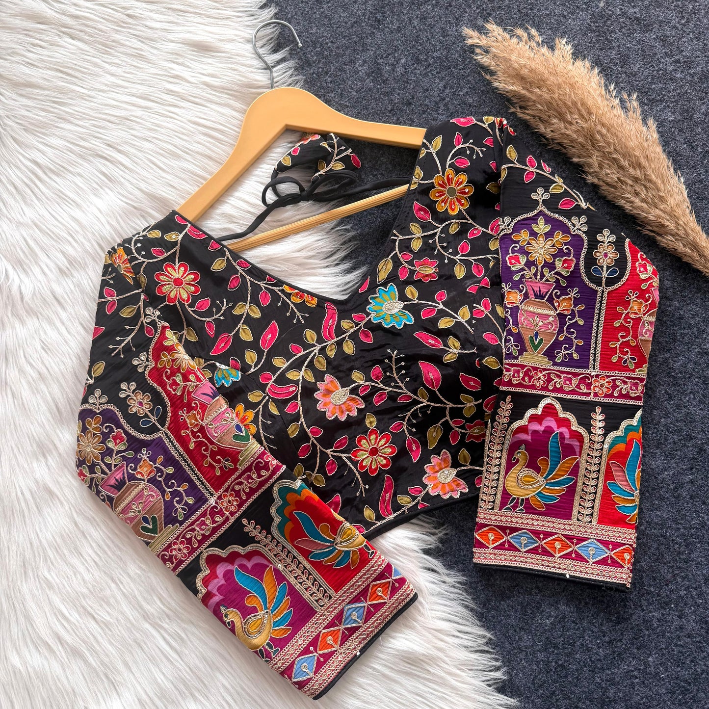 Beautiful flower print print all over ready made blouse