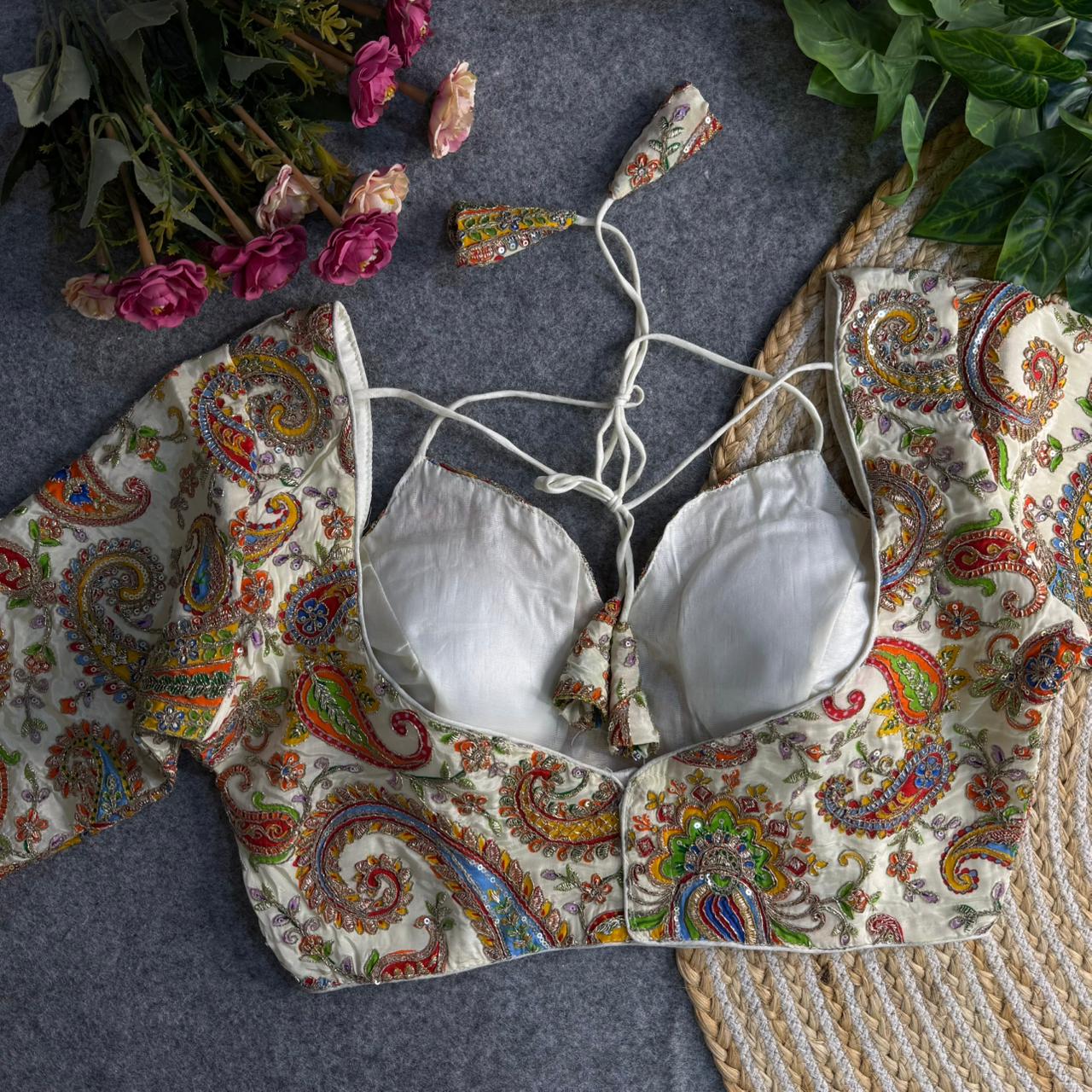 Heavy Pure Crepe ready made blouse