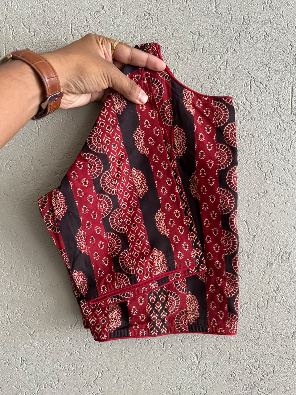 Pure Ajrakh Cotton ready made blouse