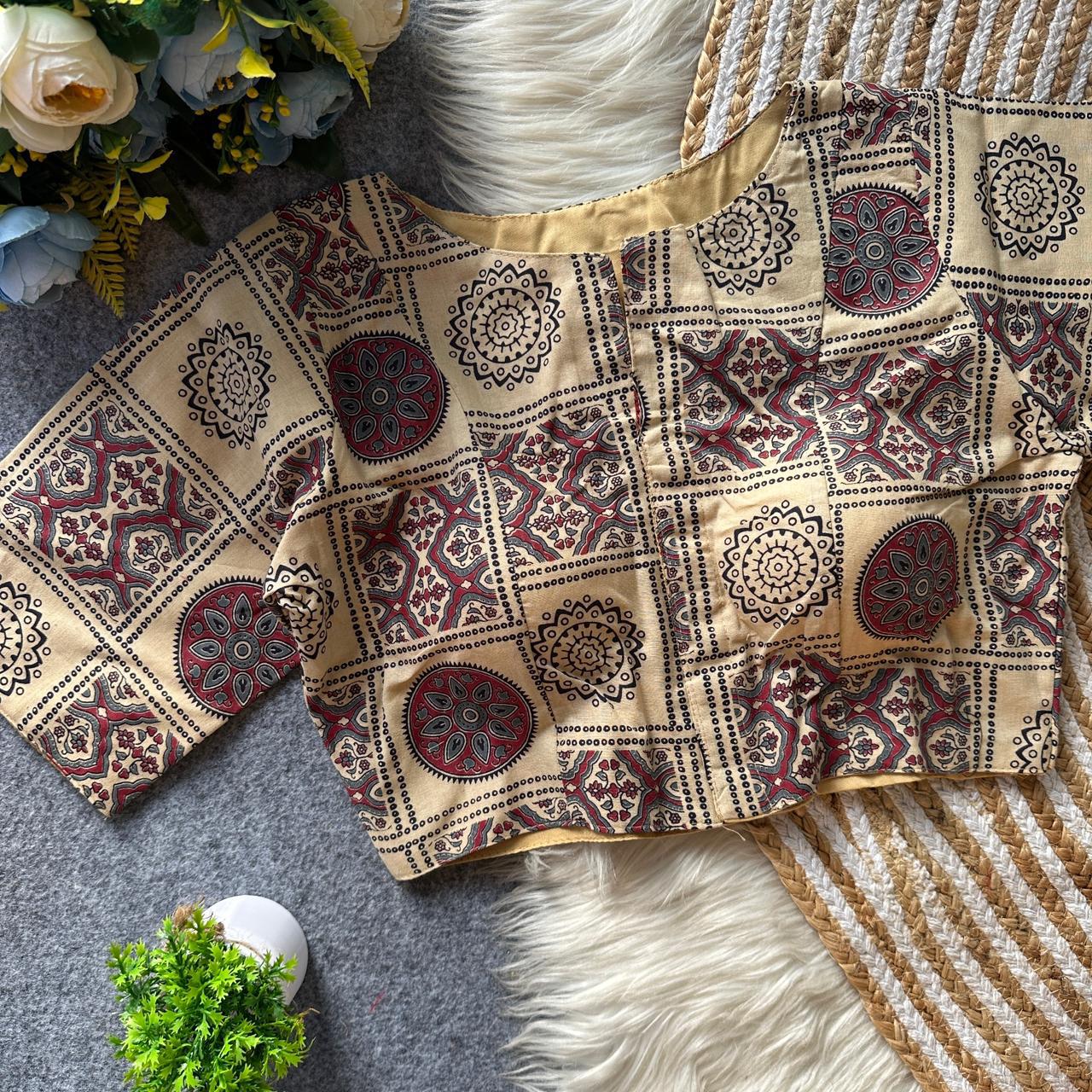 Ajrakh Cotton ready made blouse