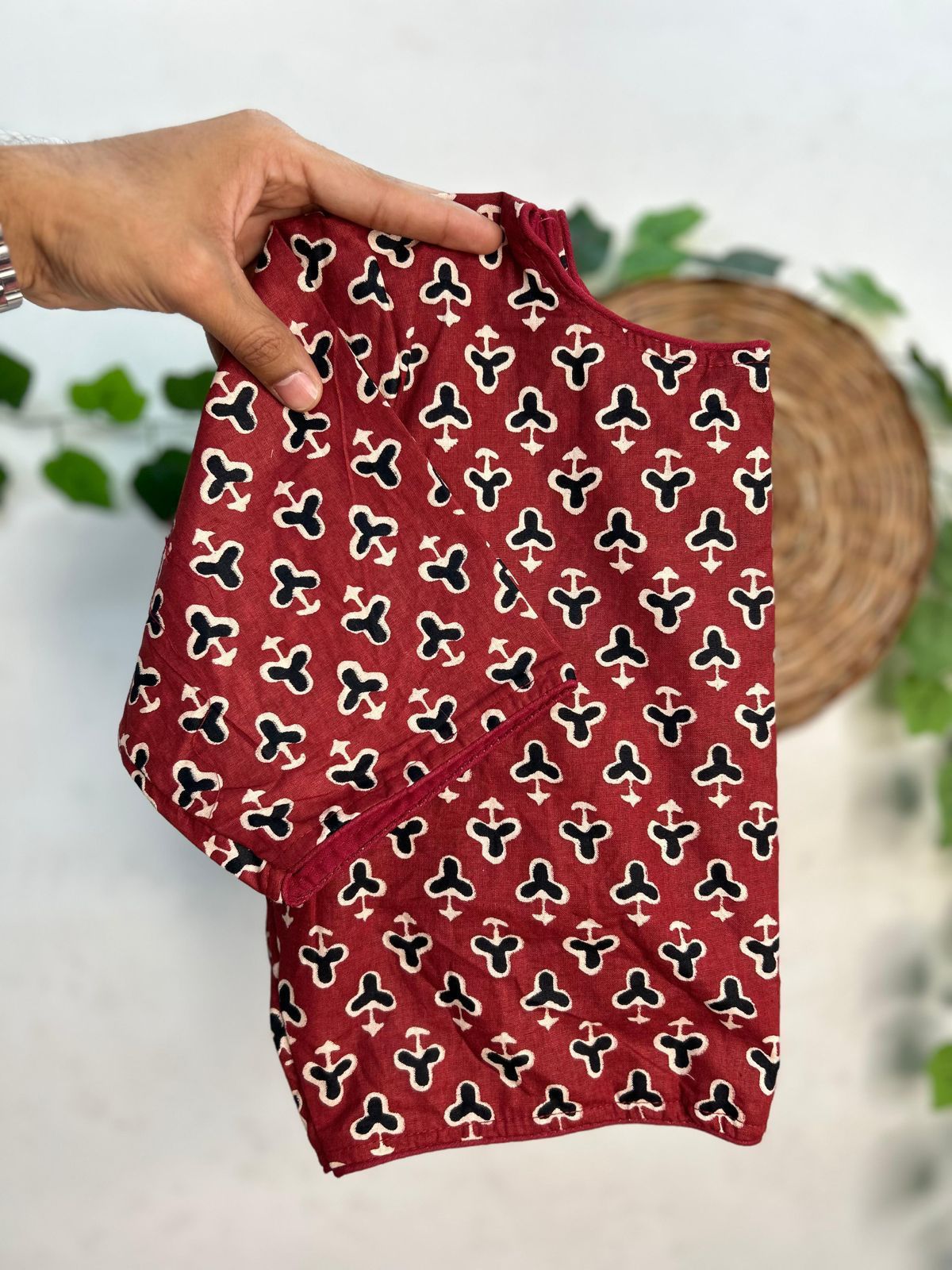 Pure ajrakh cotton ready made blouse
