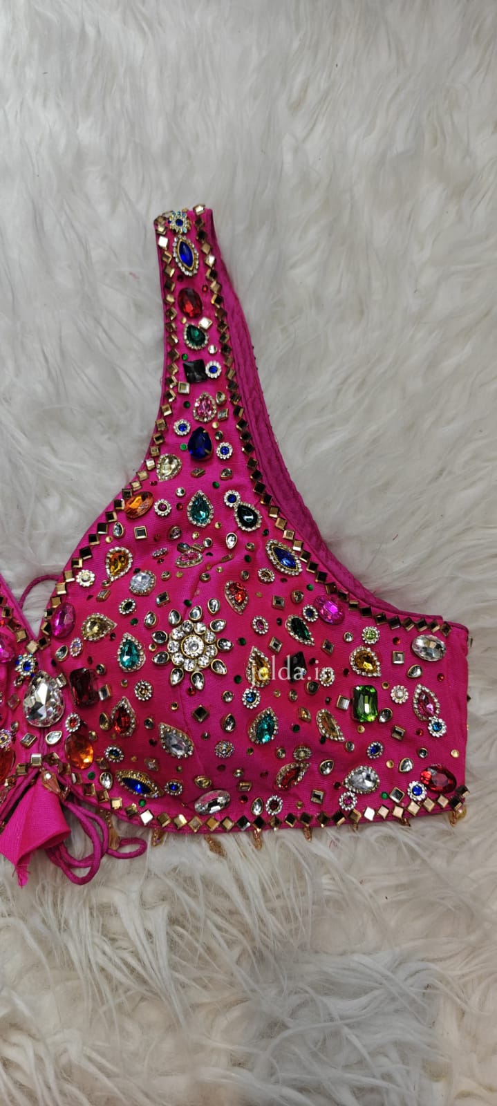 Exclusive jewellary stone work sleeveless custom made blouse
