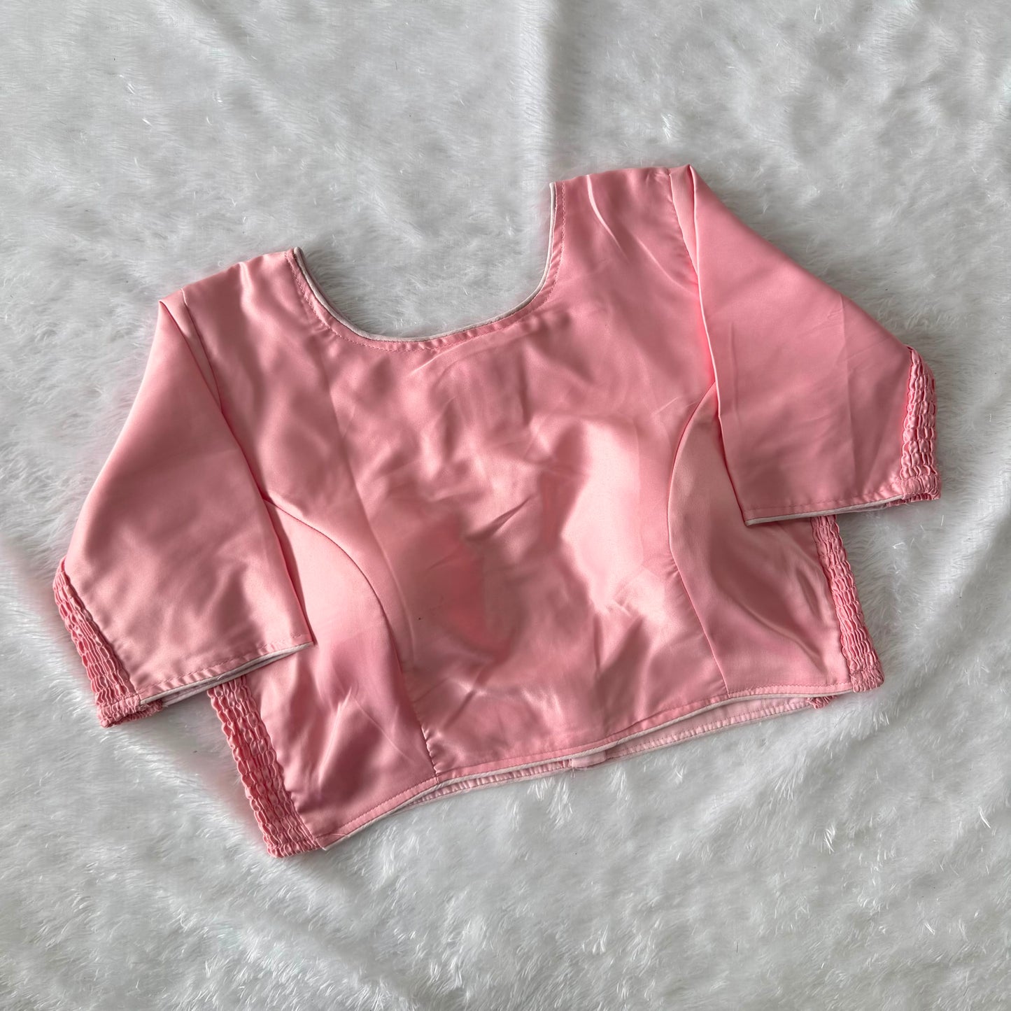 Soft silk fabric with elastic attach for better fitting ready made blouse