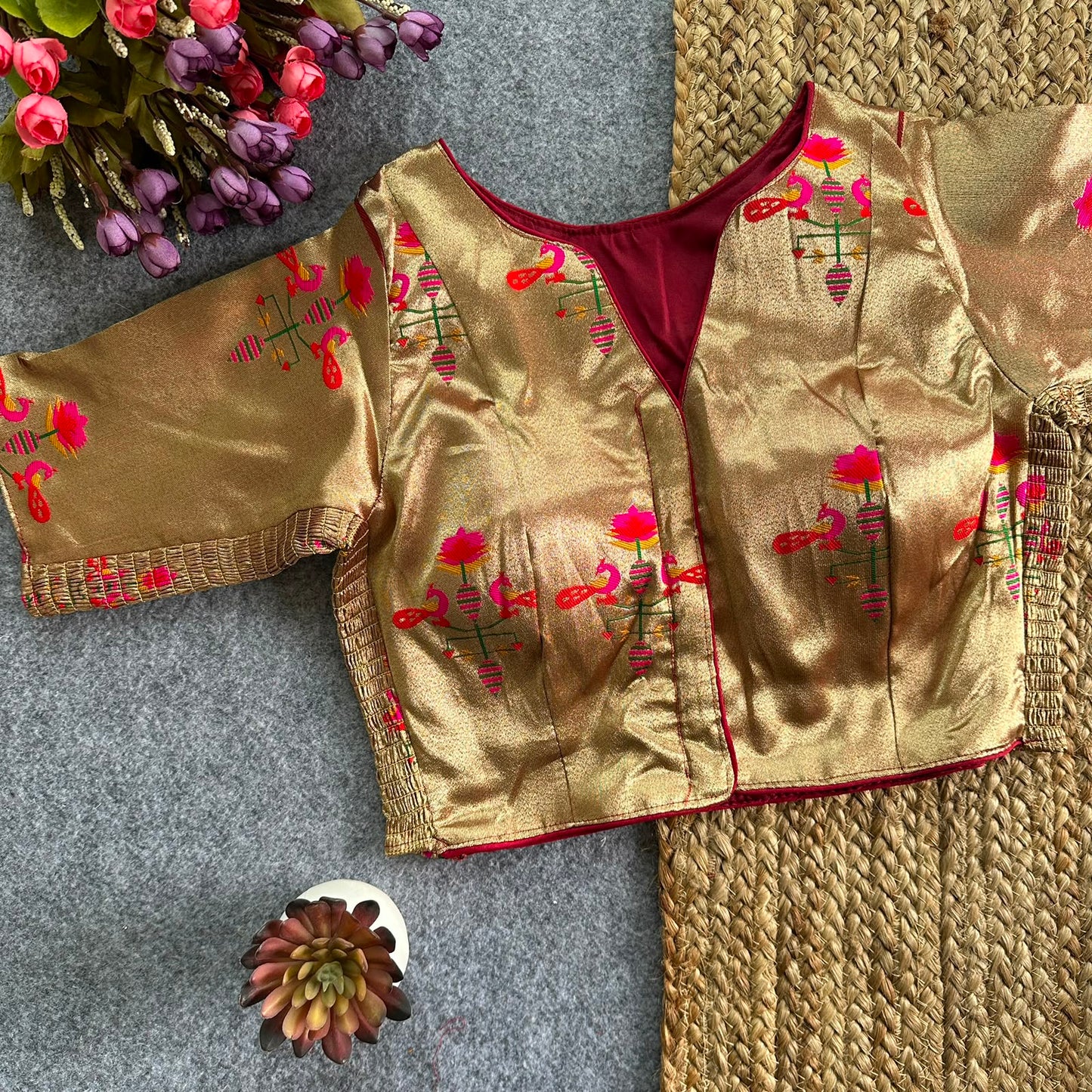 Paithani Elastic ready made blouse