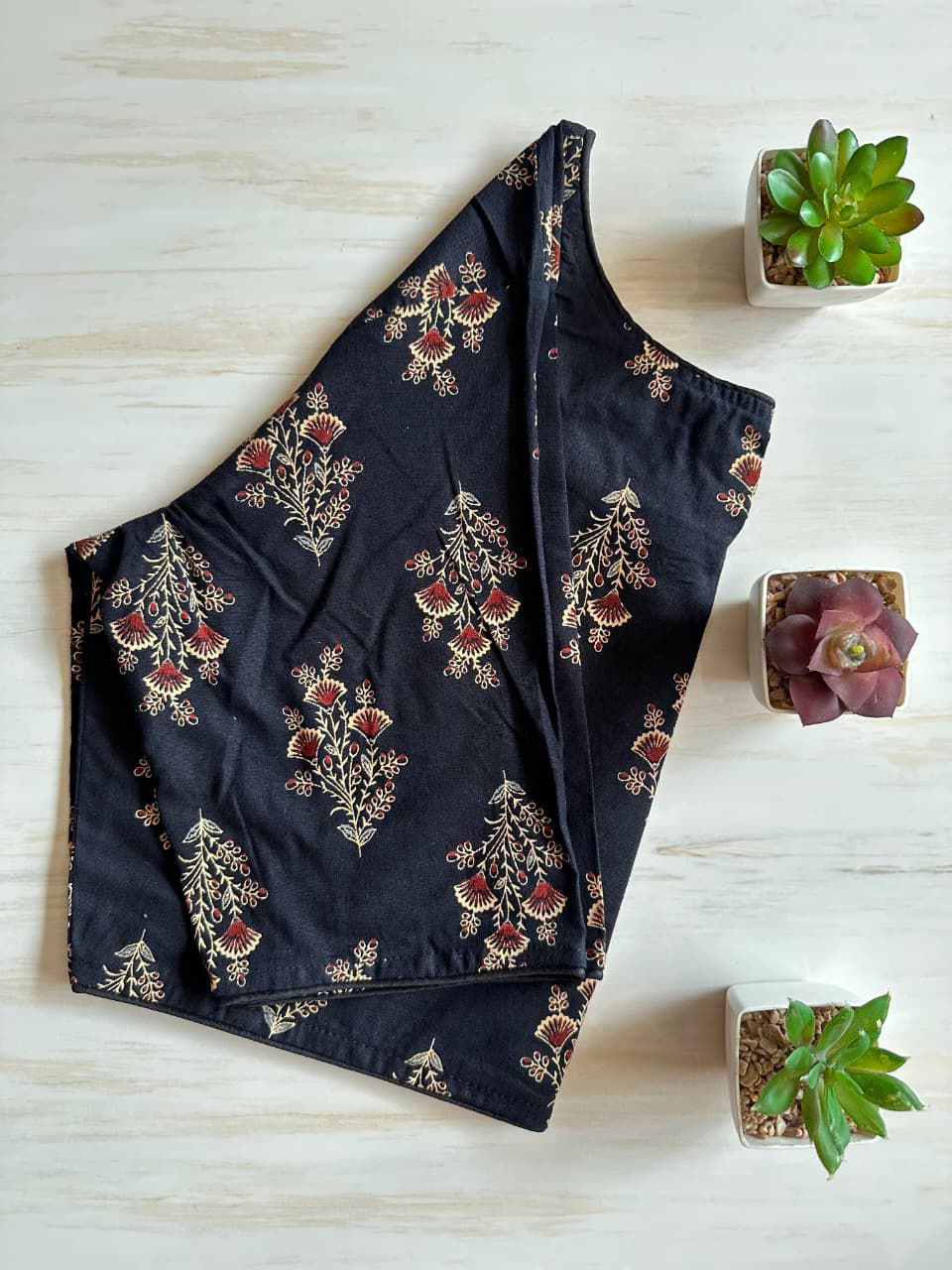 Pure ajrakh handblock cotton ready made blouse