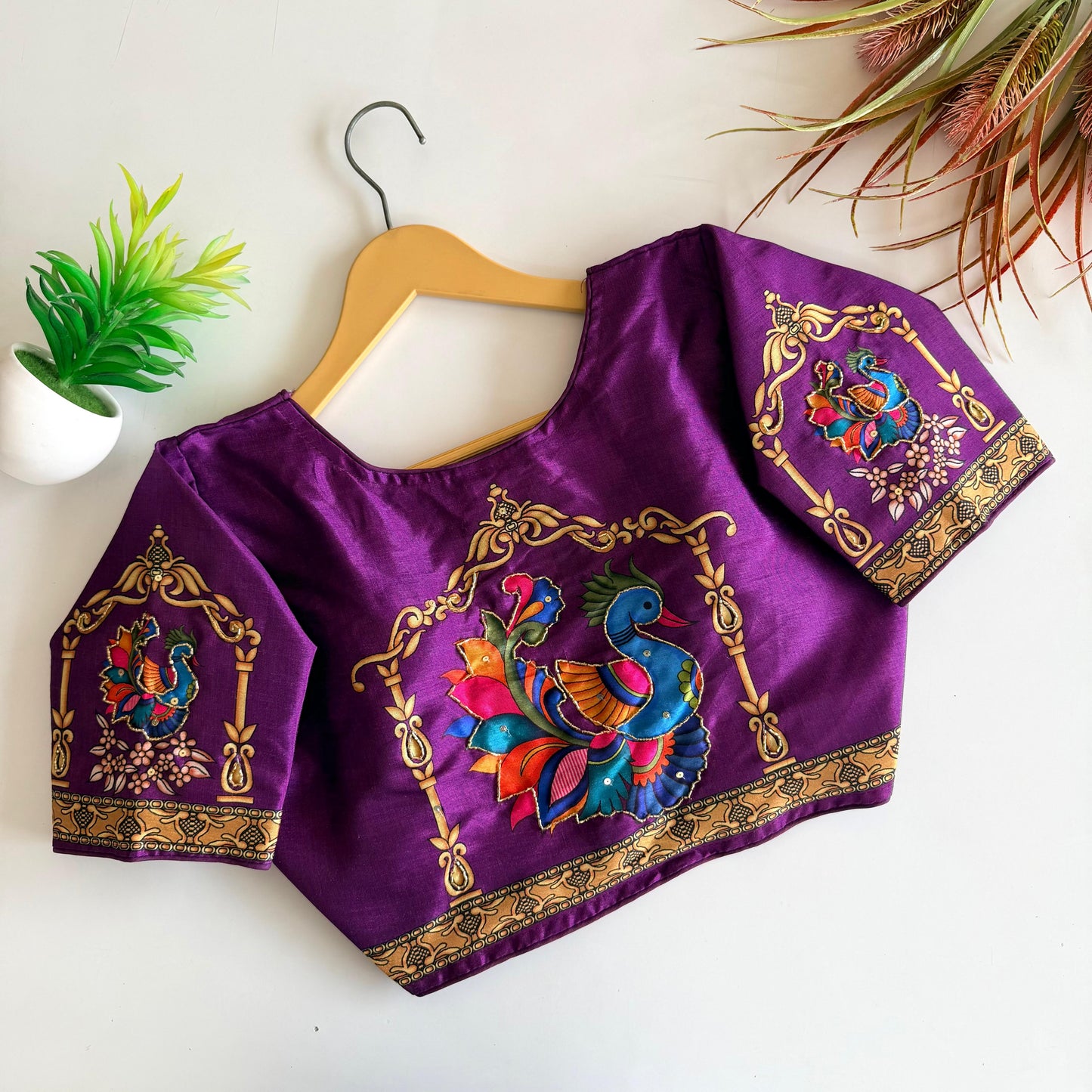Pure silk fabric with Decent print ready made blouse