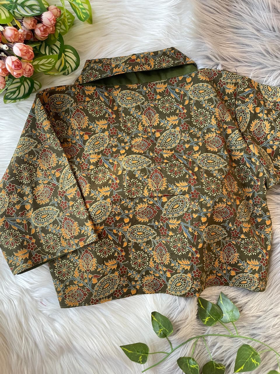 Pure cotton ajrakh ready made blouse