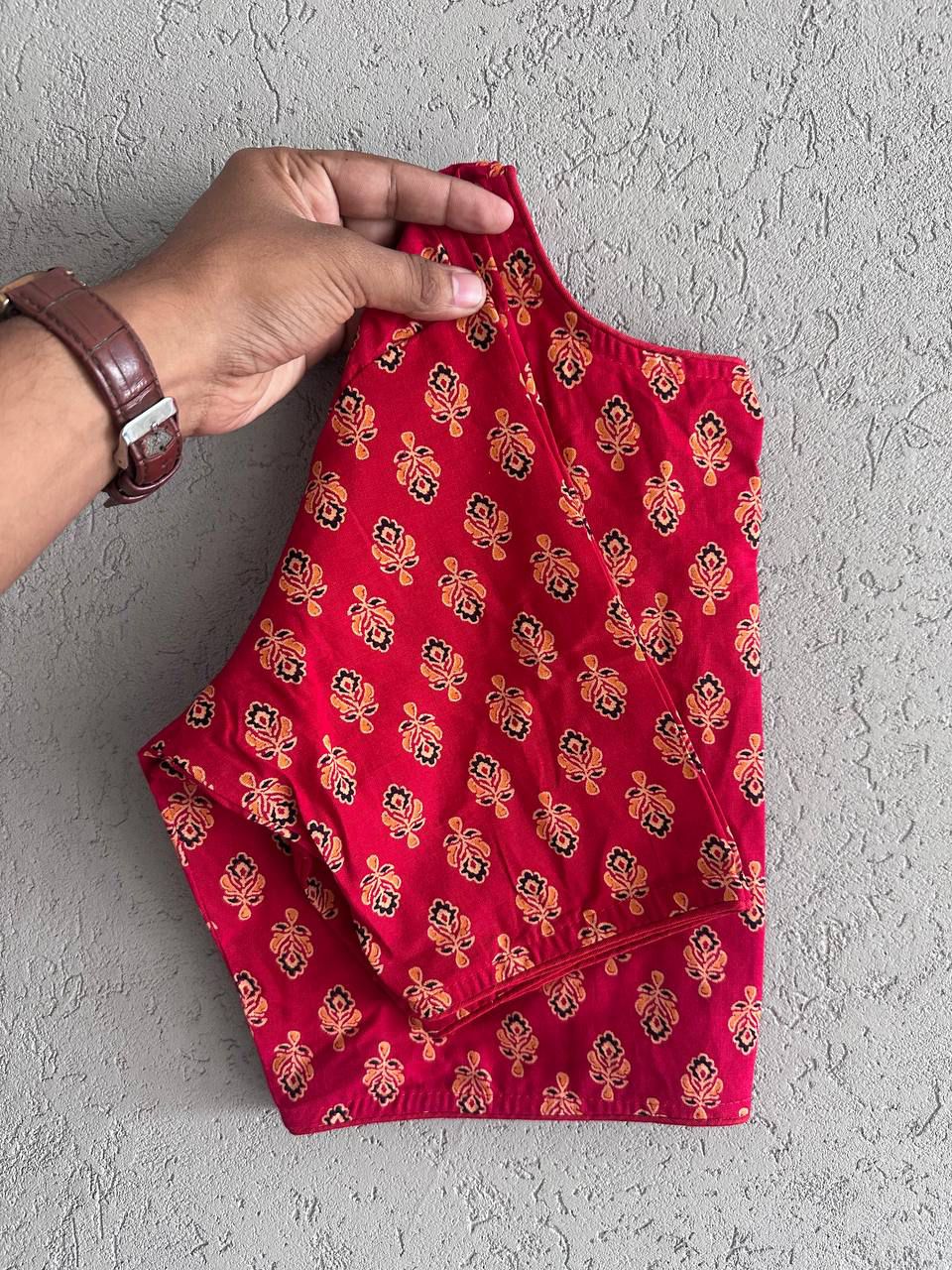 Pure Ajrakh Cotton ready made blouse