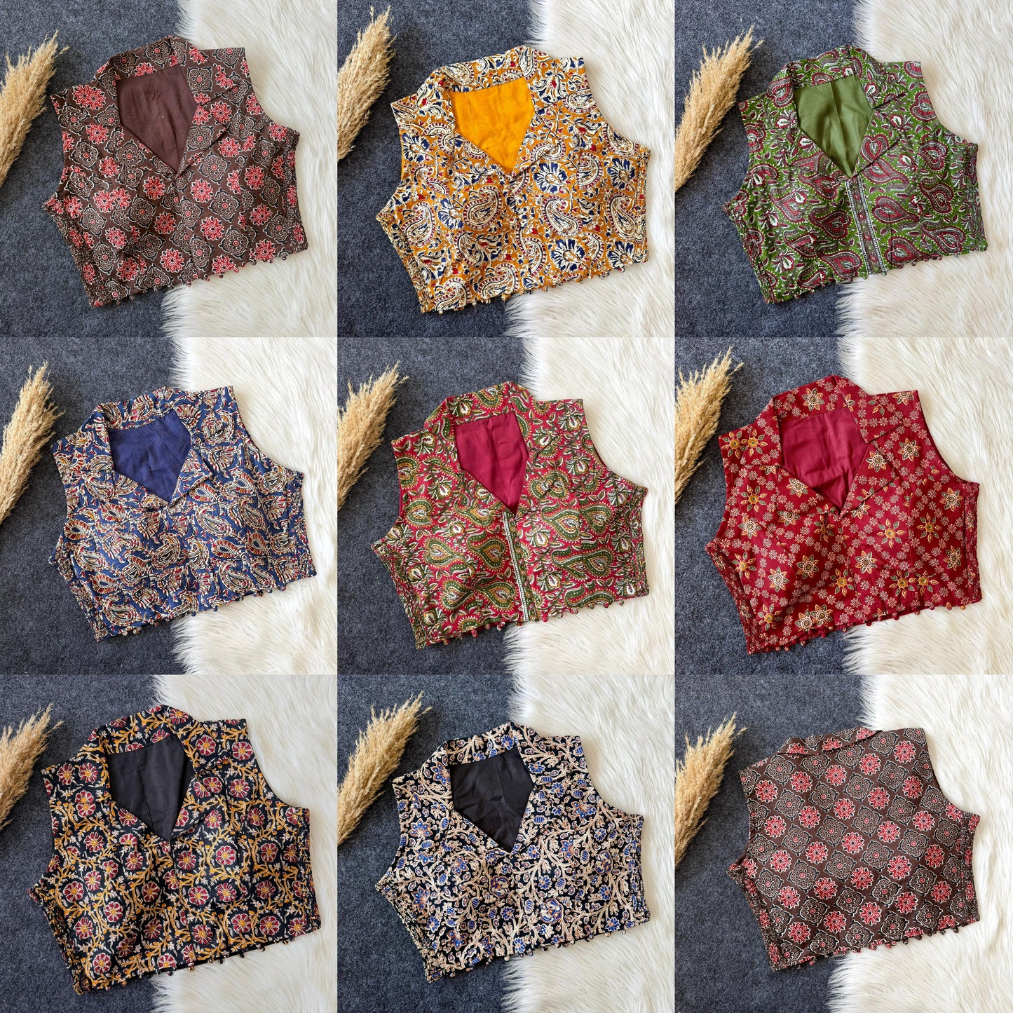 Beautiful hand block print with side elastic ready made blouse