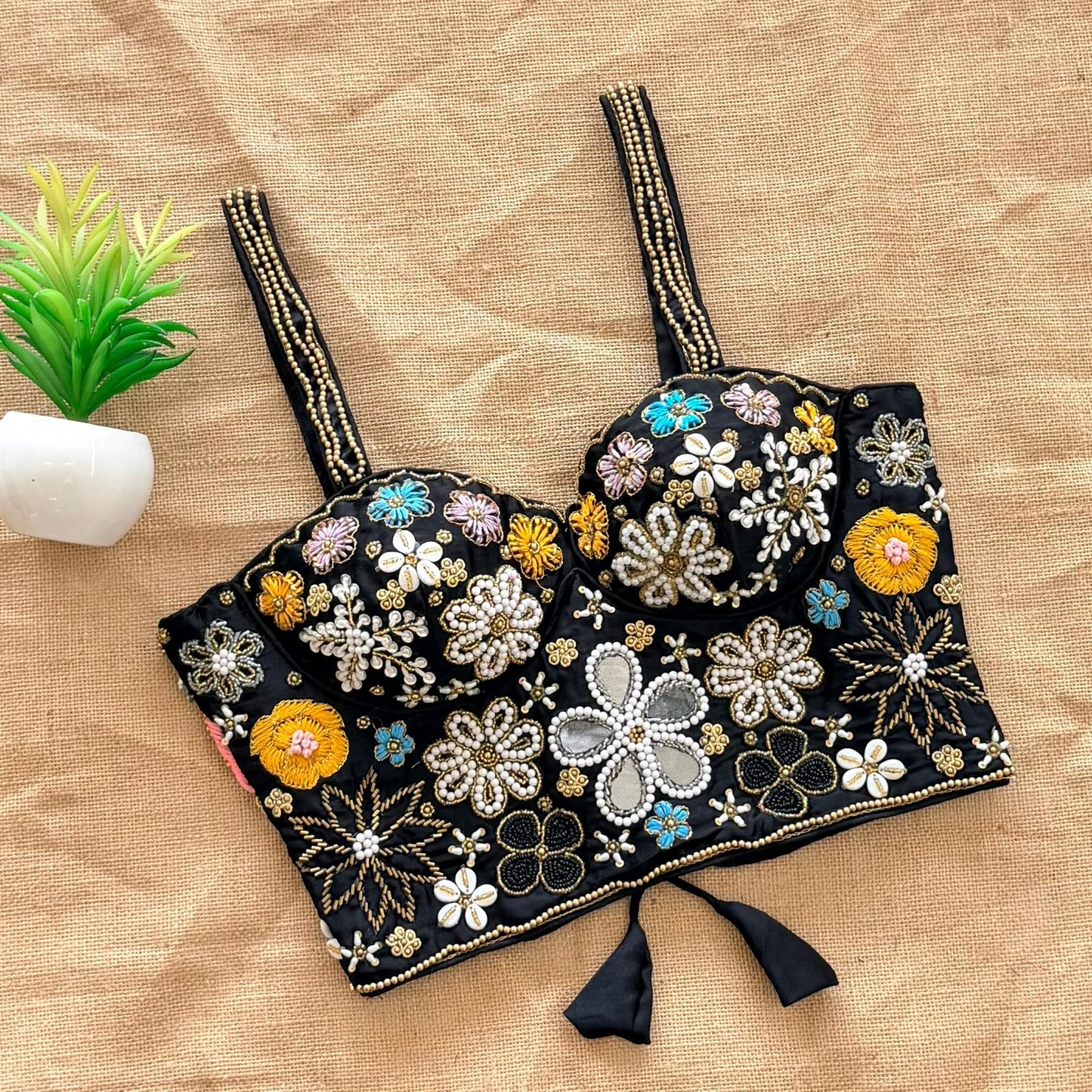 Beautiful handcrafted work all over ready made blouse