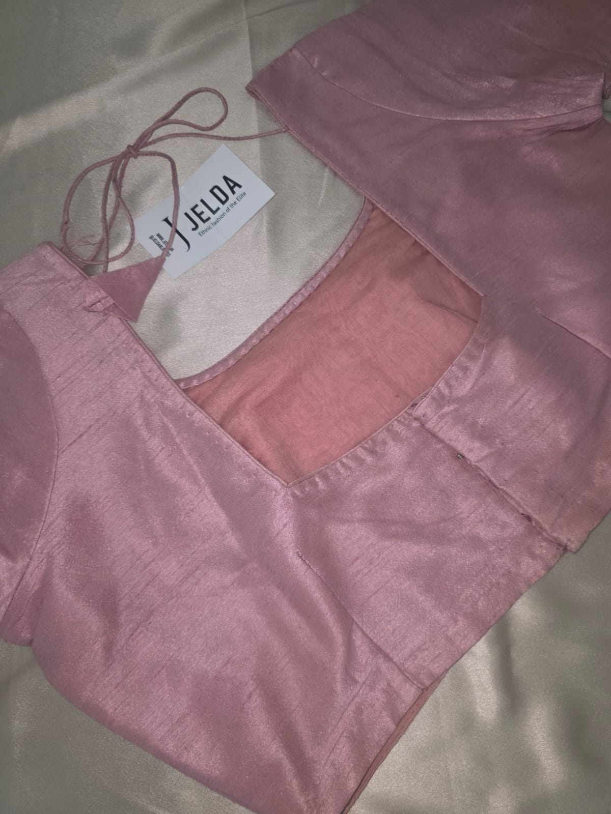 Pure dupion silk Pink Elbow Sleeves Custommade blouse