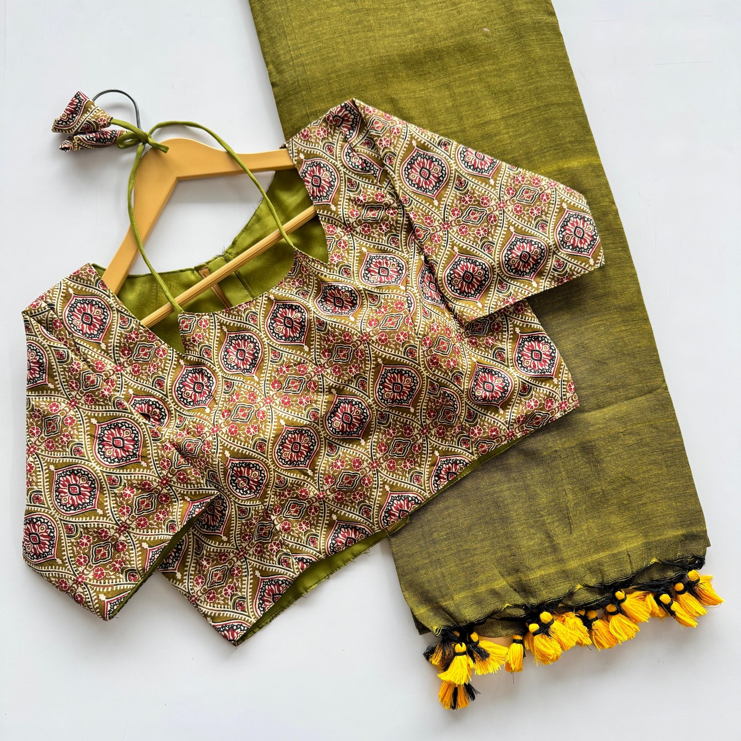 Pure cotton saree with ready made blouse